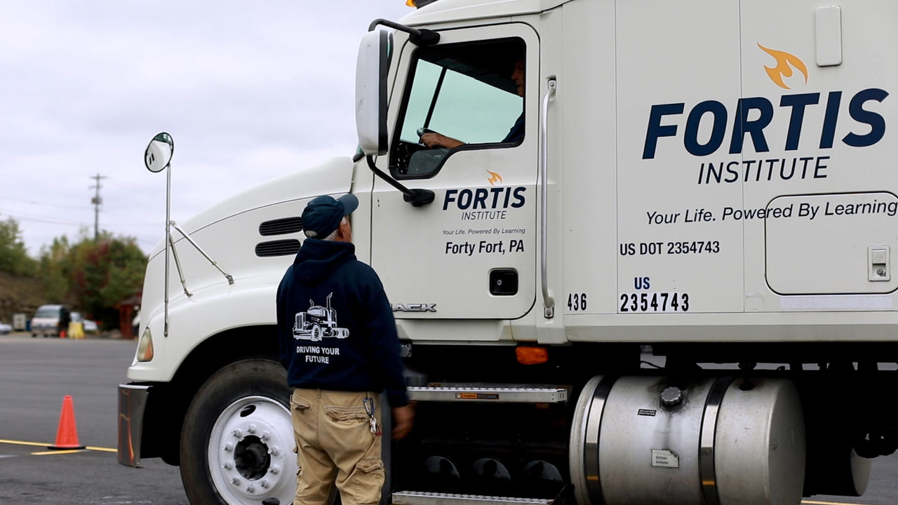 Fortis Institute truck driver training session outdoors